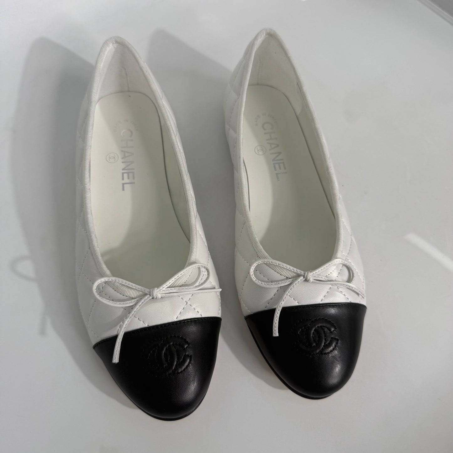 Chanel Quilted Ballet Shoes (White)