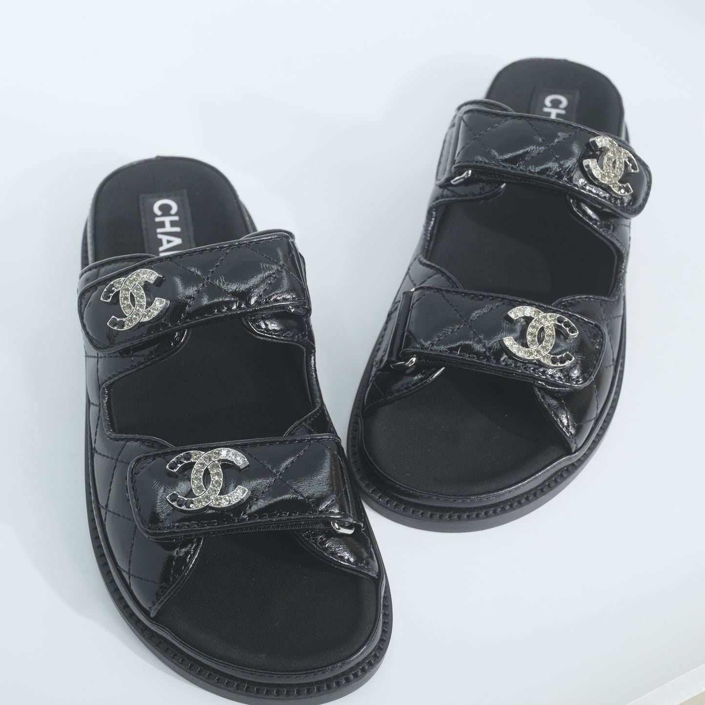 Chanel Patent Dad Sandals