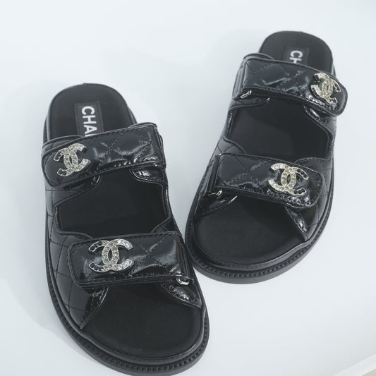 Chanel Patent Dad Sandals