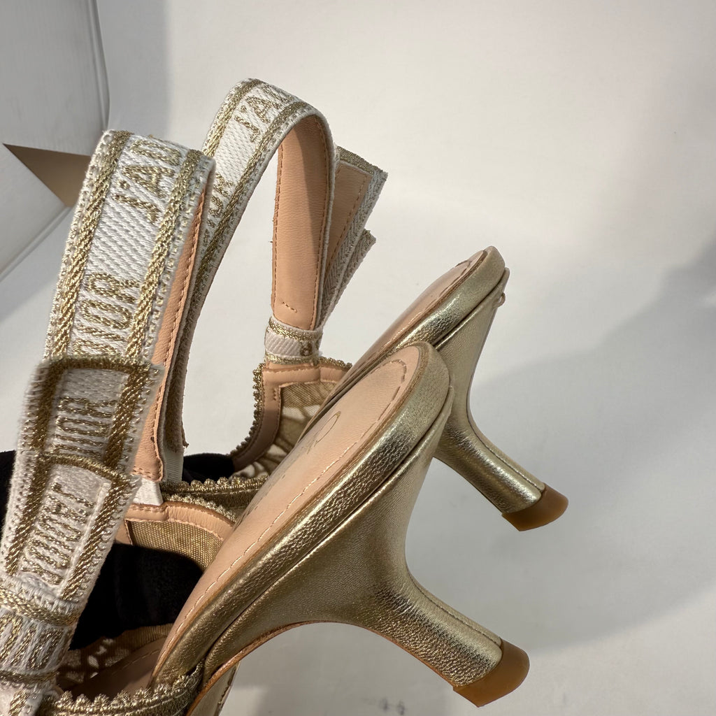 Christian Dior Lace Gold Kitten Heels