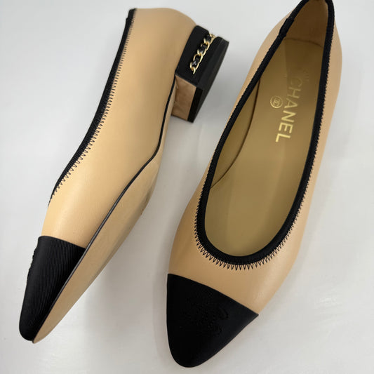 Chanel Ballet Two Tone Pointed Flats