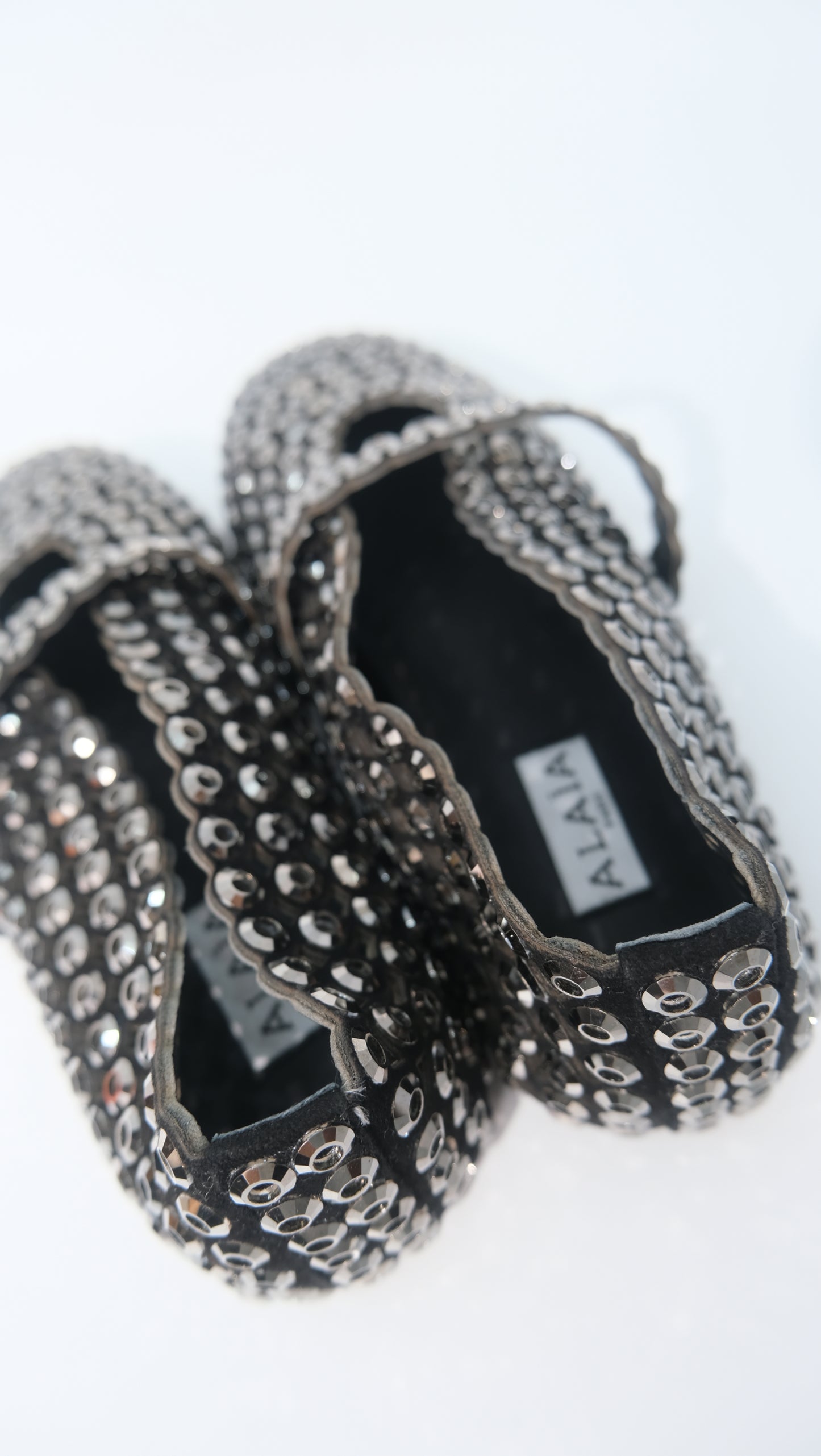 Alaia Crystal Flats (Black)