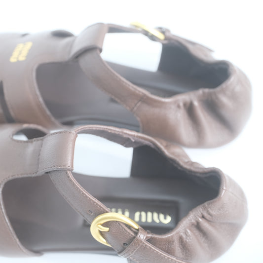 Miu Miu Mary Jane Flats (Maroon)