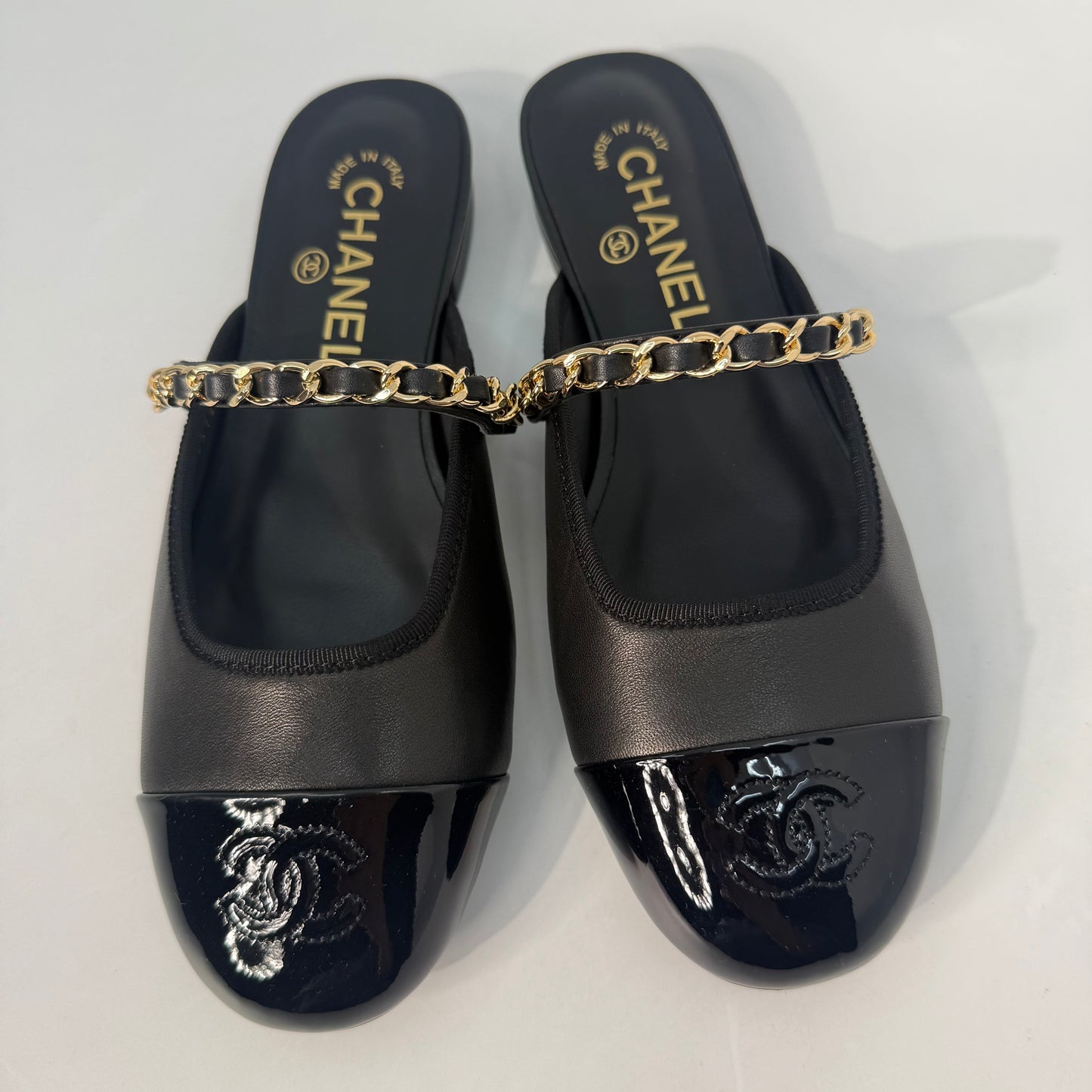 Chanel Mary Jane Mule Patent Captoe