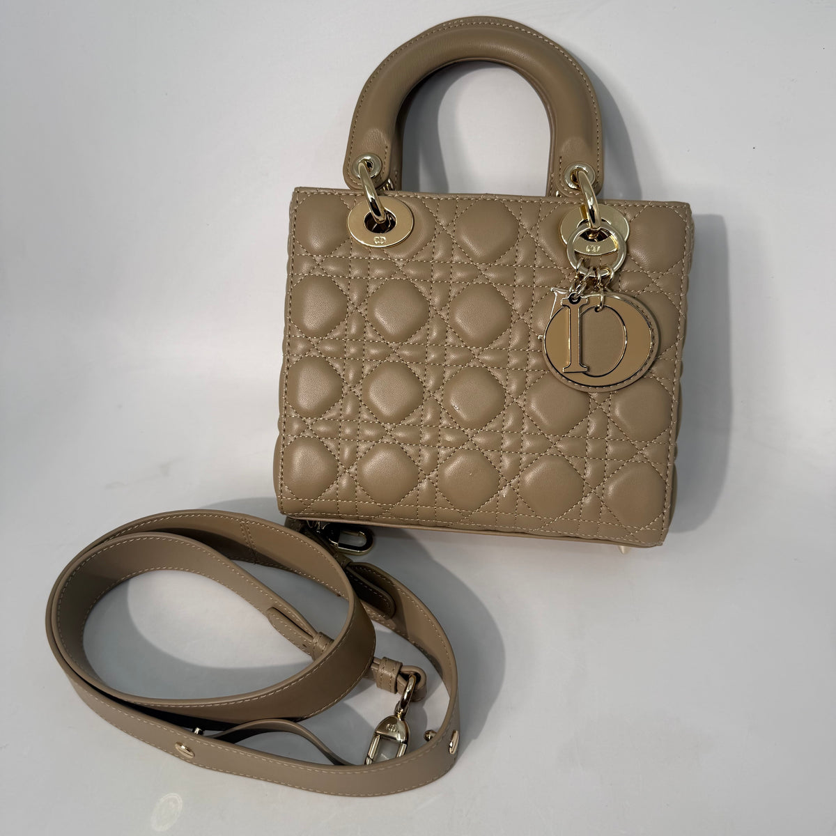 Lady Dior Cannage Taupe Crossbody