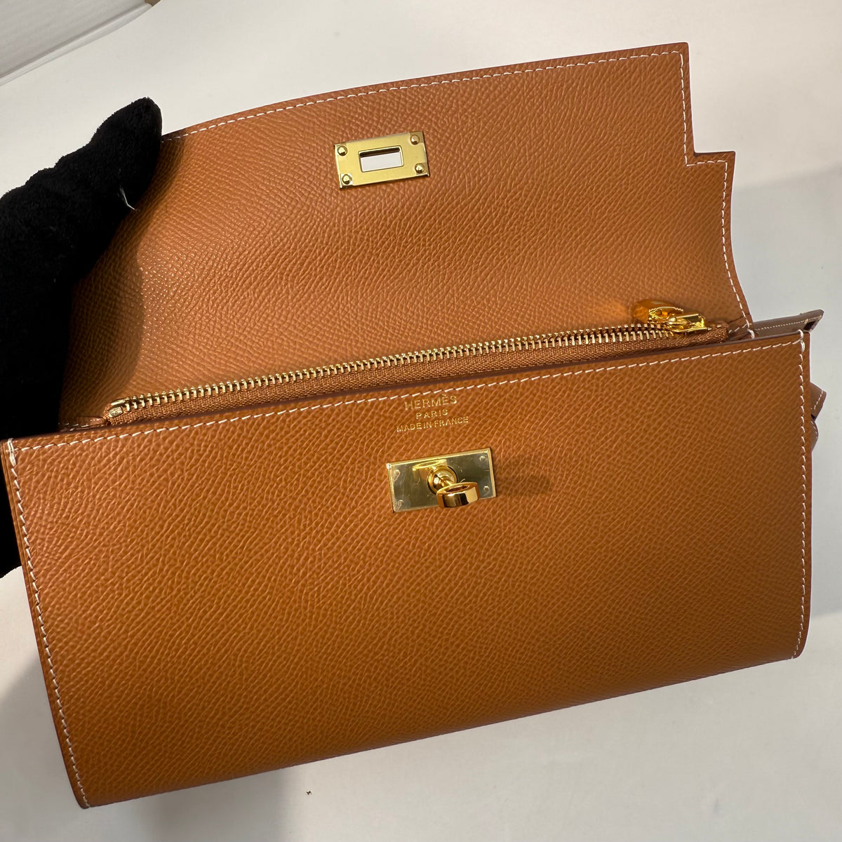 Hermes Kelly Wallet (Tan) GHW