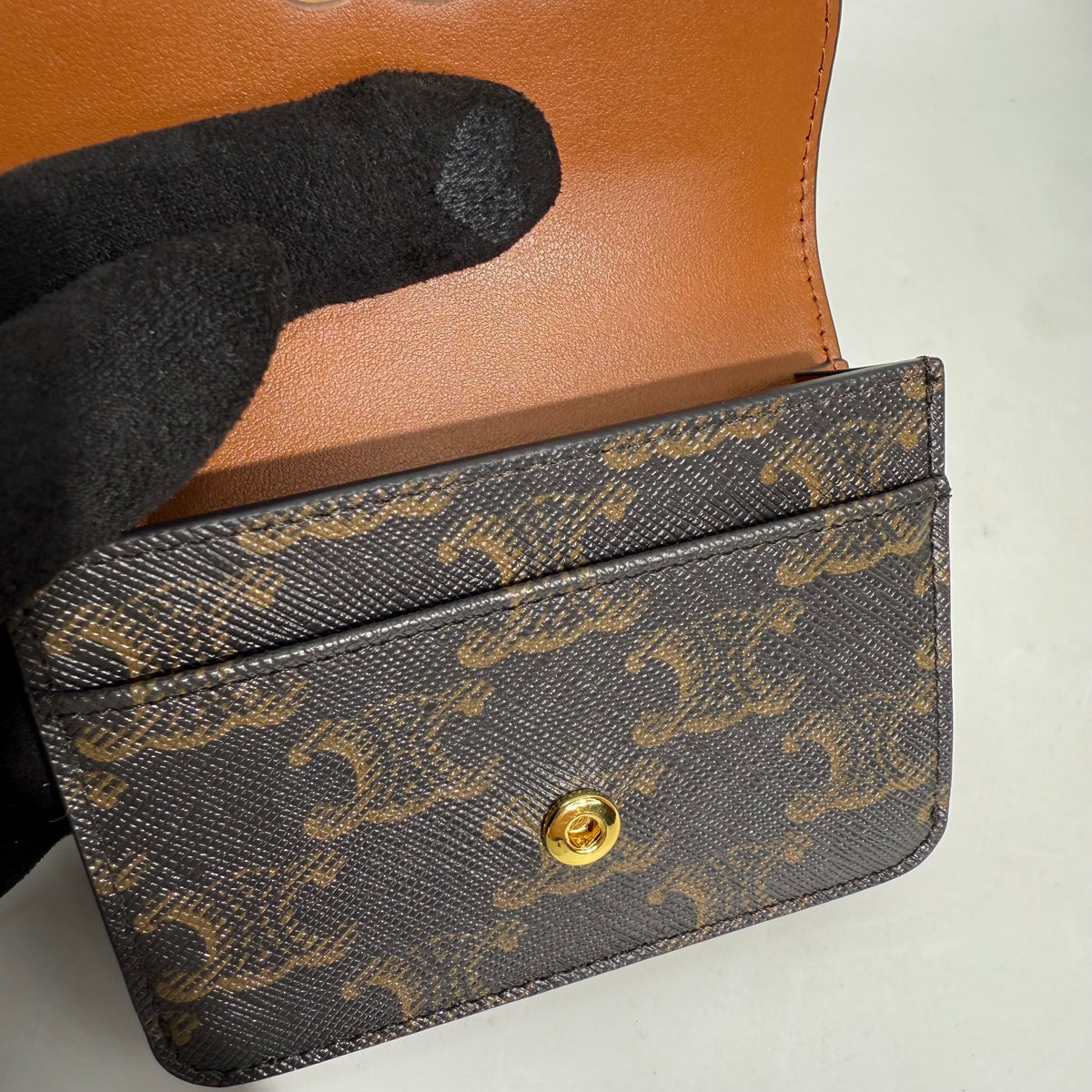 Celine Card Holder with Flap Triomphe in Triomphe Canvas