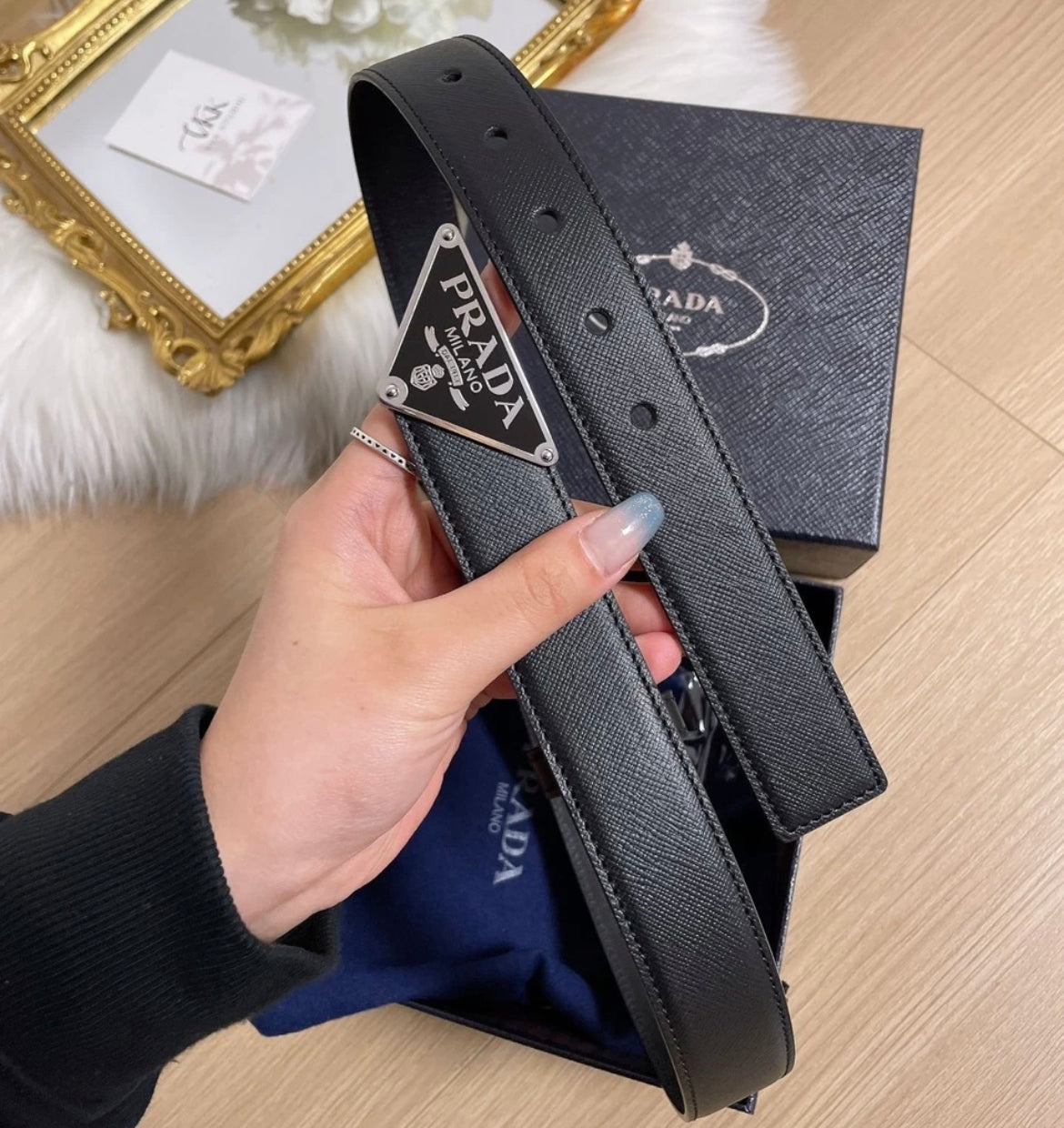 Prada Saffiano Buckle Belt