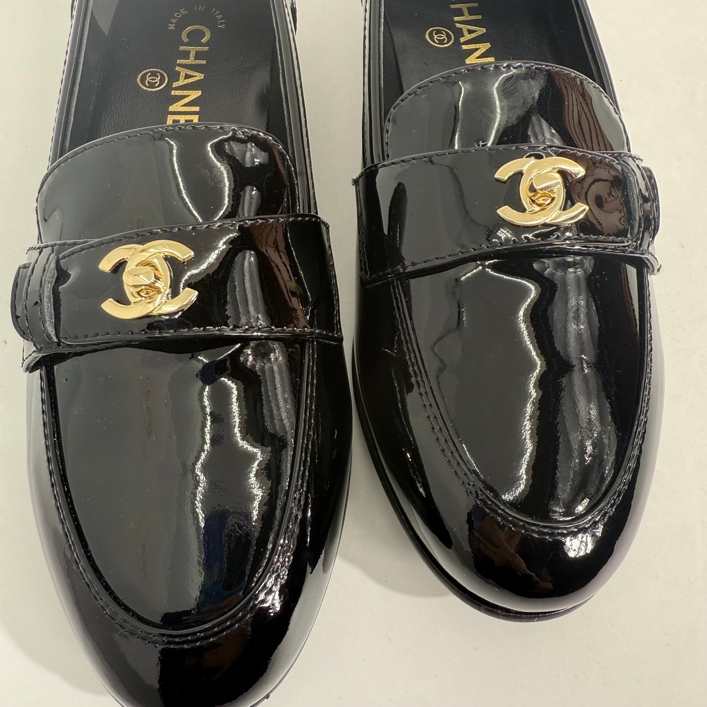 Chanel Loafers Black Patent