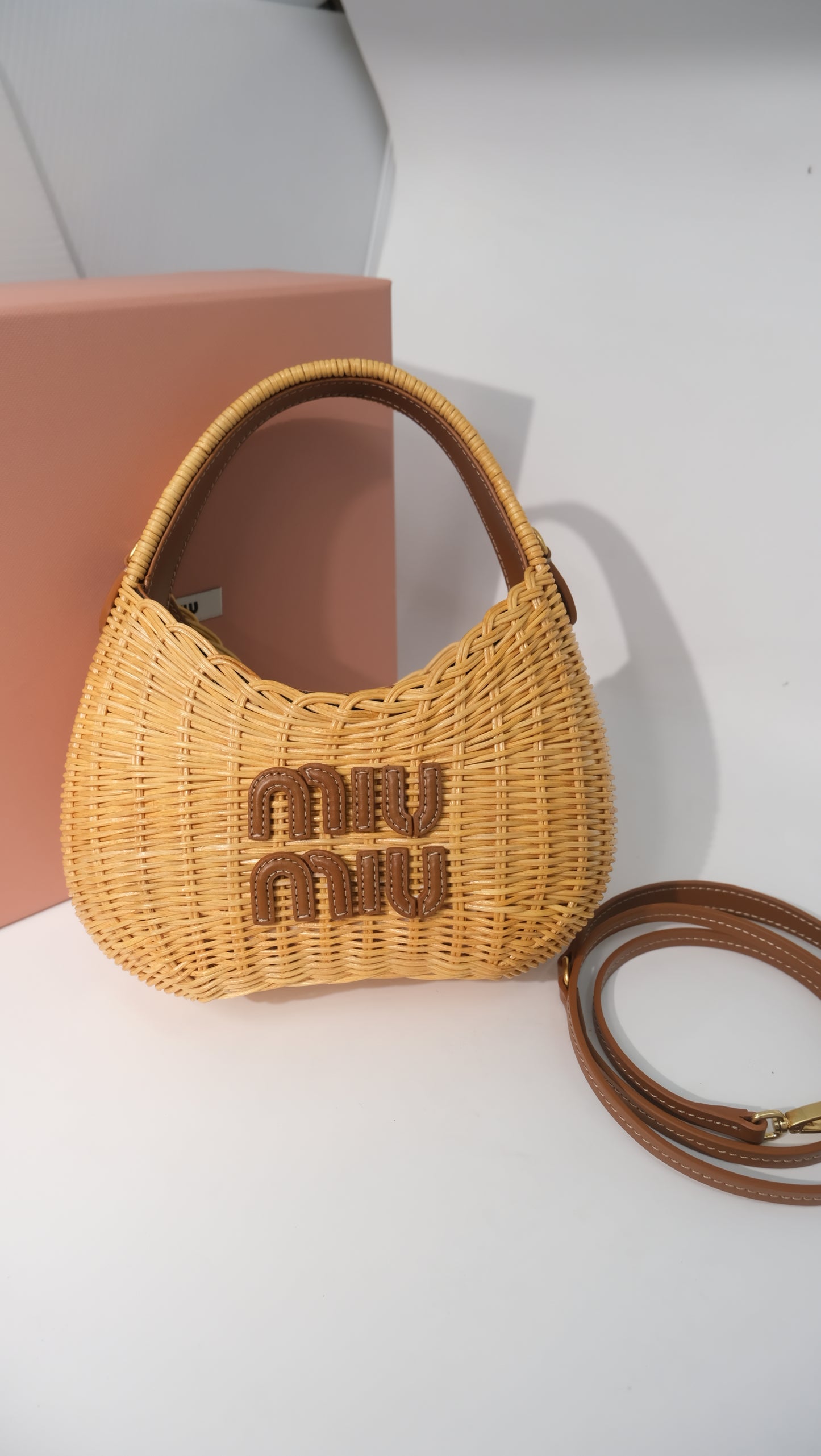Miu Miu Wander Wicker Hobo Bag