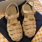 Prada Monolith Crochet Cage Sandals (Nude)