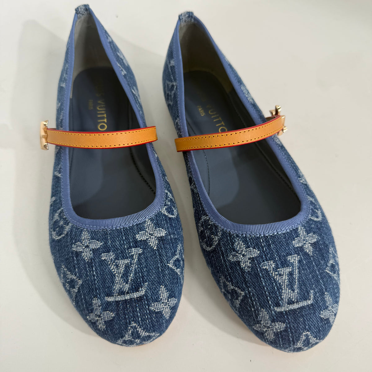 Louis Vuitton Denim Mary Jane Flats