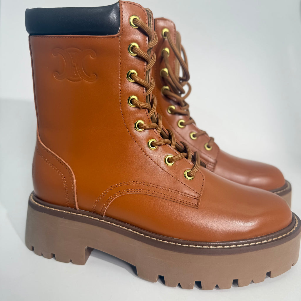 Celine Leather Lace-Up Boots