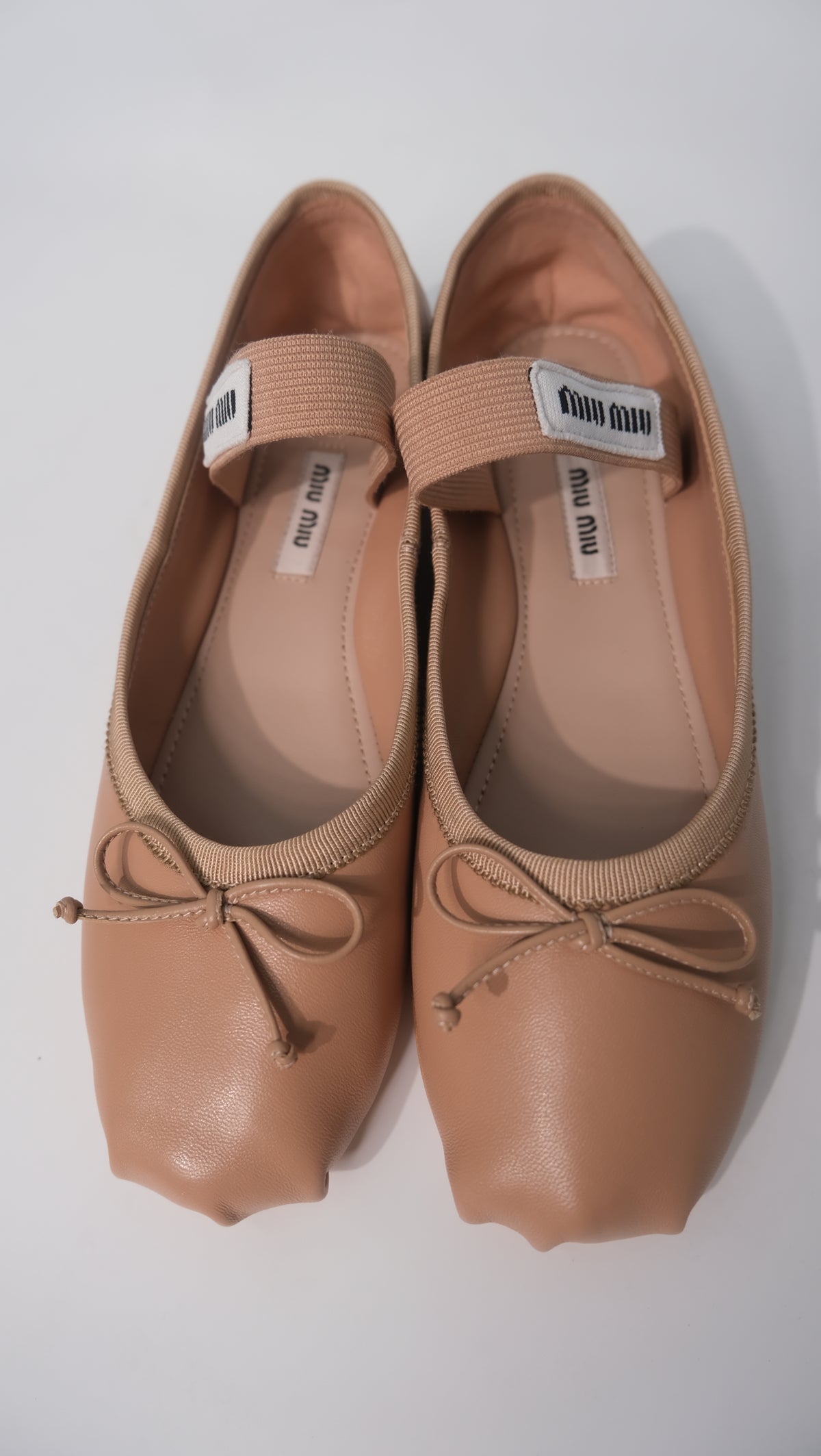 Miu Miu Leather Ballet Flats (Nude/Pink)