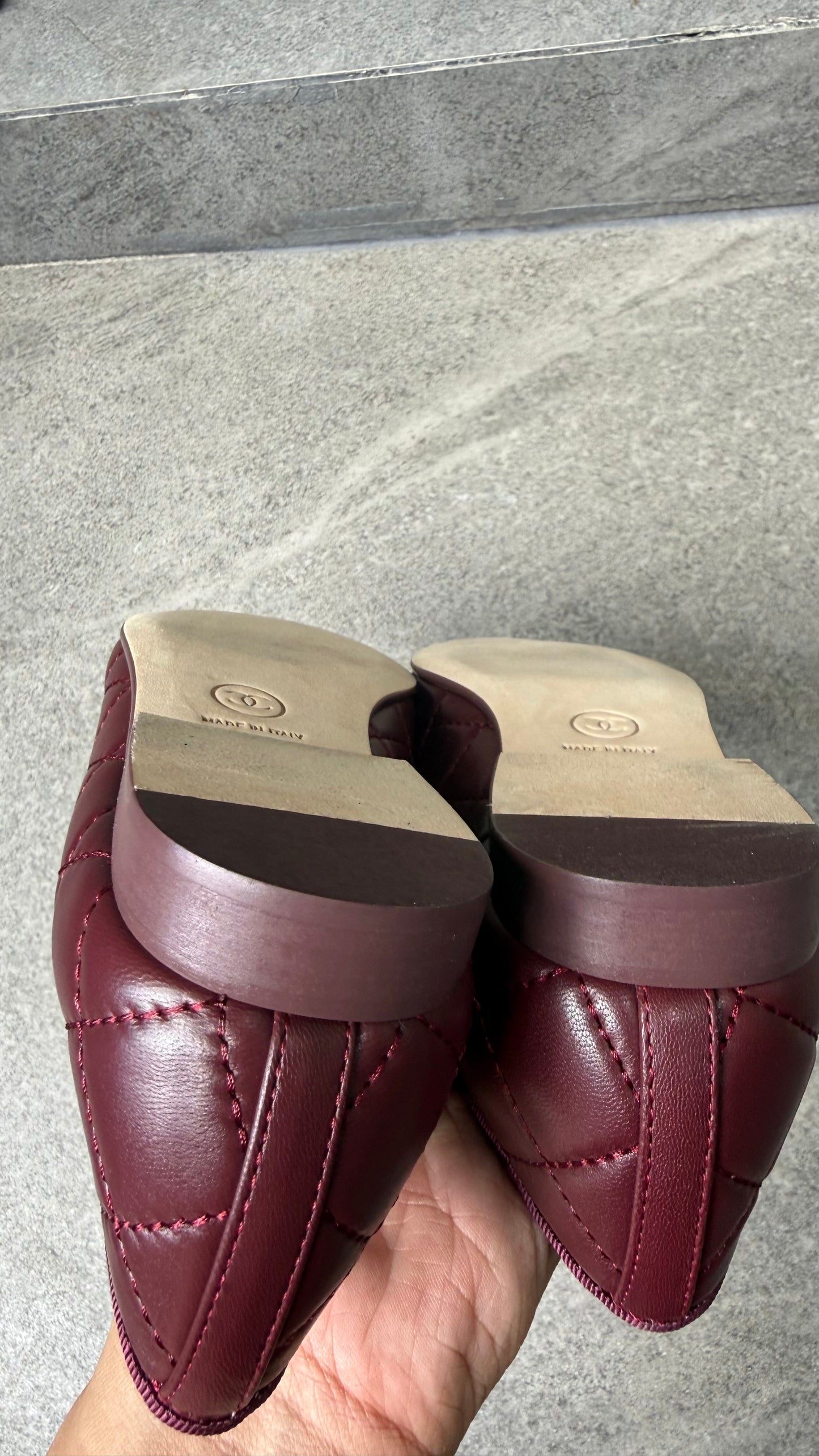 Chanel Quilted Ballet Shoes Maroon