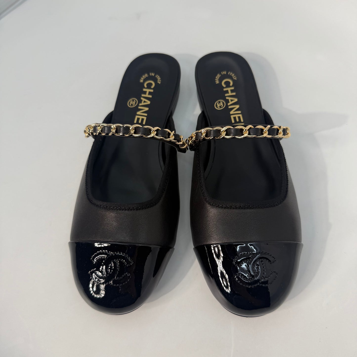 Chanel Mary Jane Mule Patent Captoe