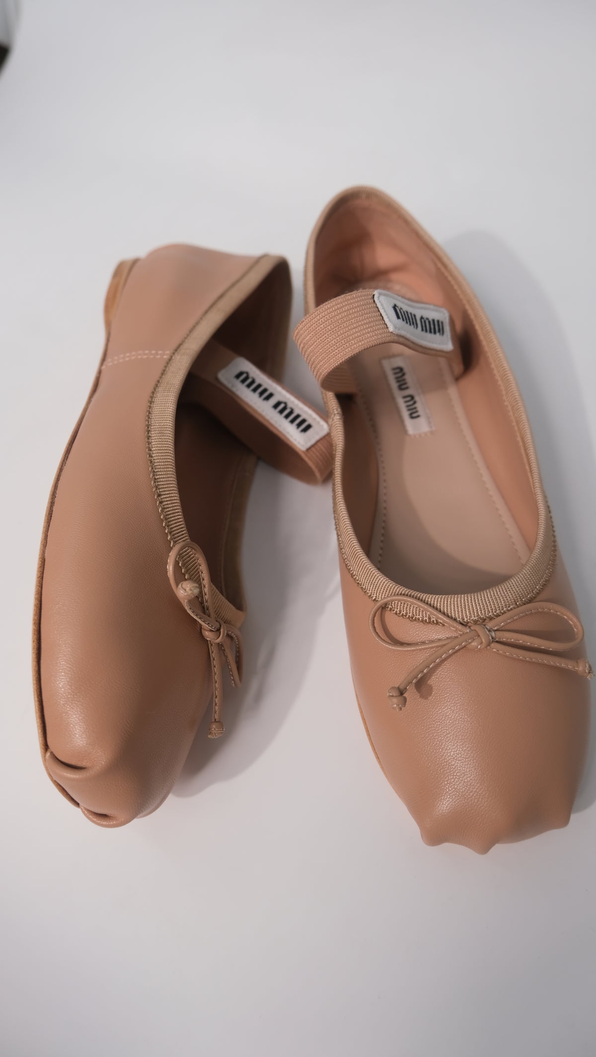 Miu Miu Leather Ballet Flats (Nude/Pink)