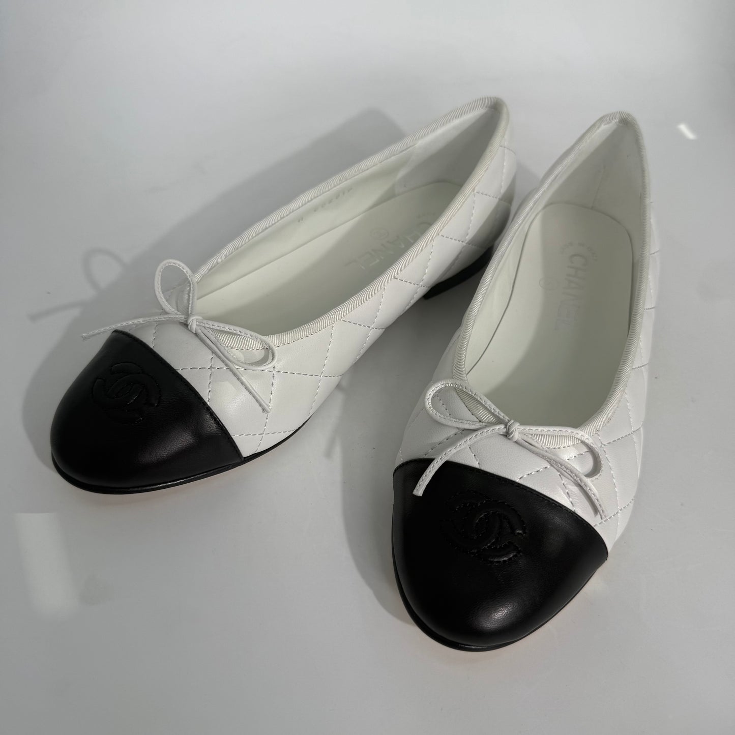 Chanel Quilted Ballet Shoes (White)