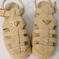 Prada Monolith Crochet Cage Sandals (Nude)