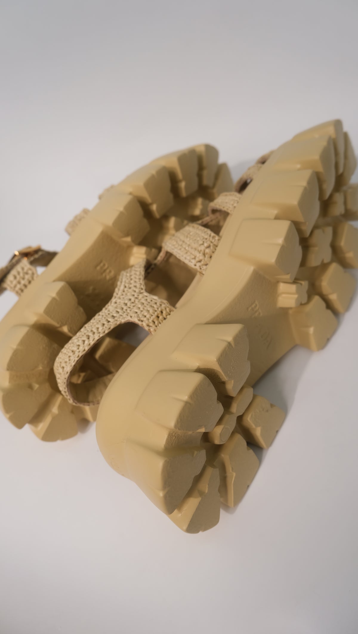 Prada Monolith Crochet Cage Sandals (Nude)