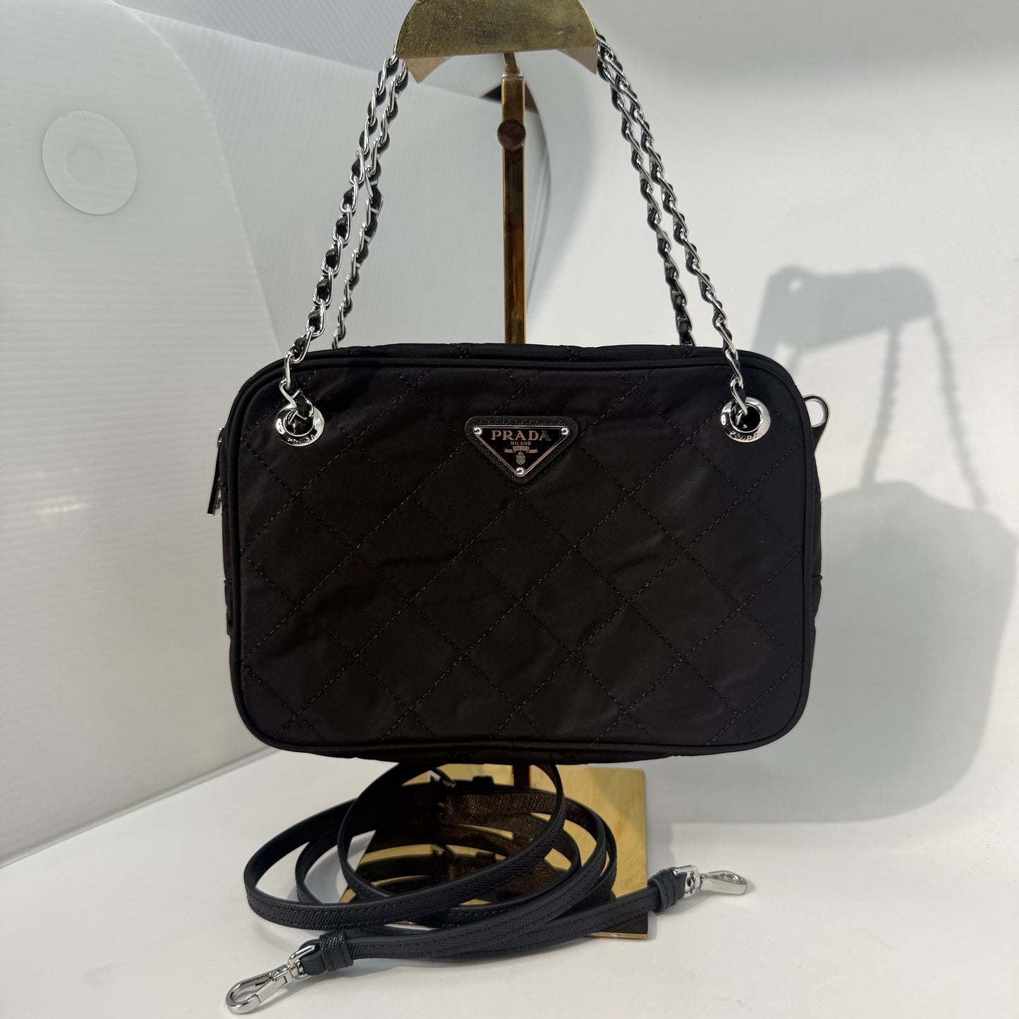 Prada Tessuto Impuntu Quilted Crossbody Bag