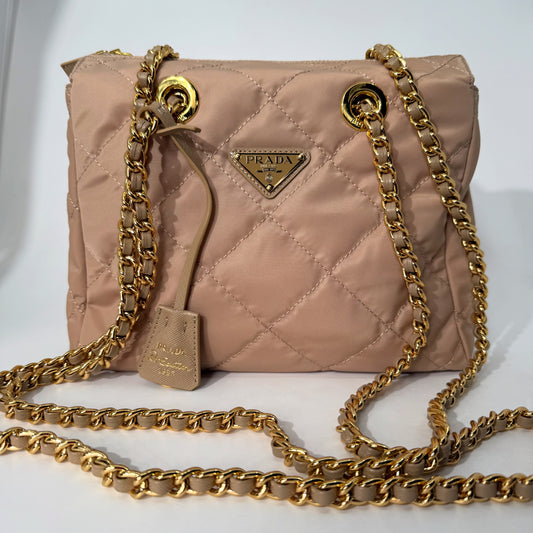 Prada Quilted Nude Chain Shoulder Bag