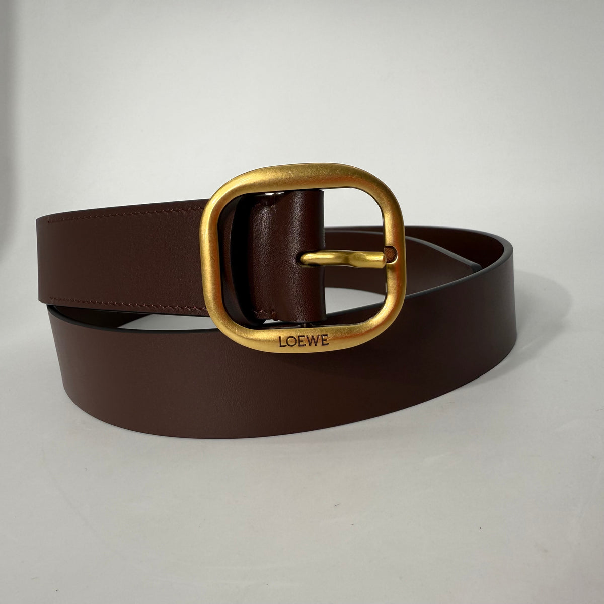 Loewe Buckle Belt (Dark Brown/Maroon)