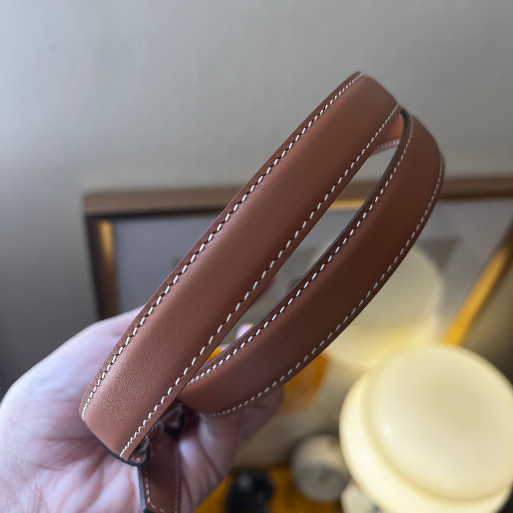 Celine Triomphe Belt Slim Brown