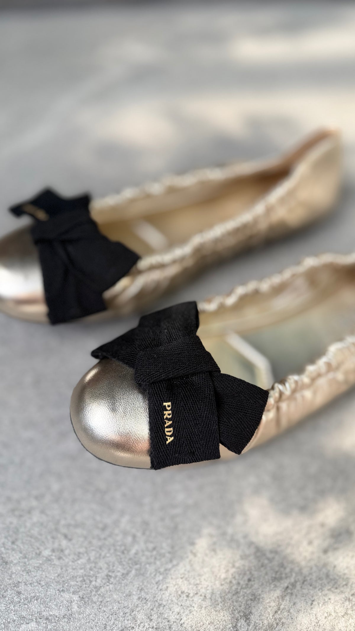 Prada Bow Ballet Shoes (Gold)