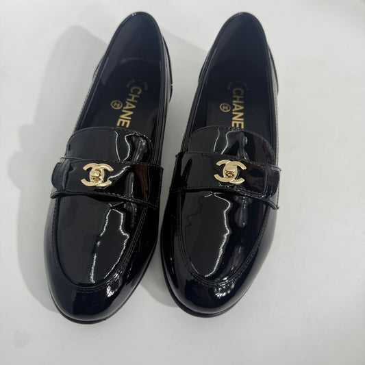 Chanel Loafers Black Patent