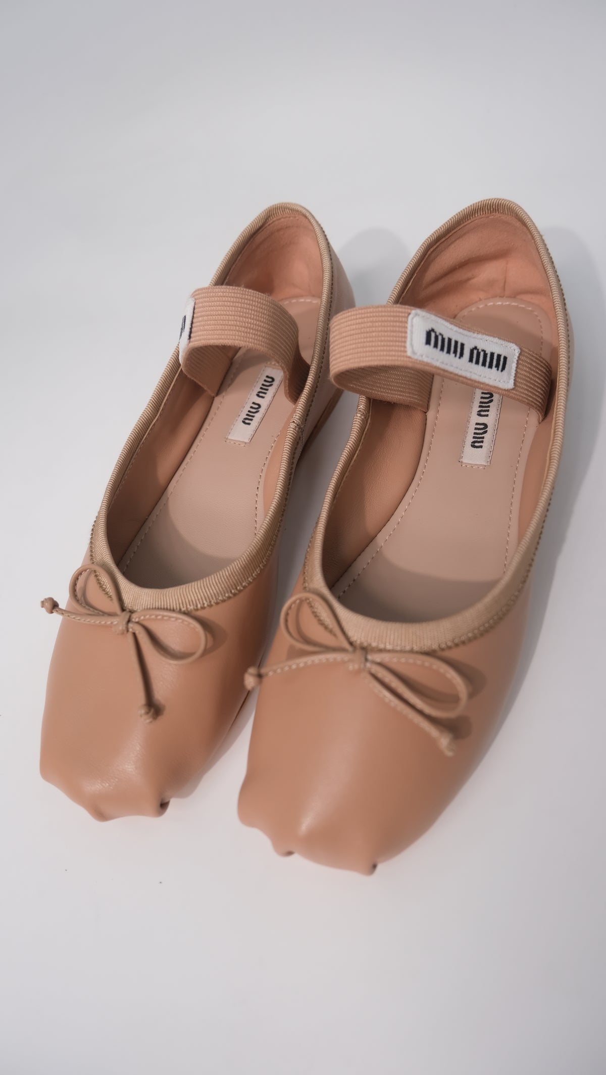Miu Miu Leather Ballet Flats (Nude/Pink)