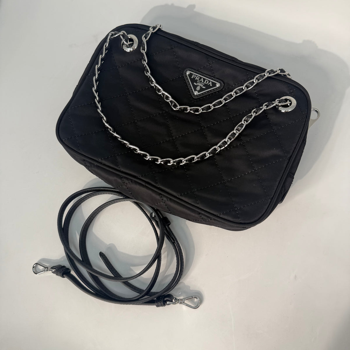 Prada Tessuto Impuntu Quilted Crossbody Bag