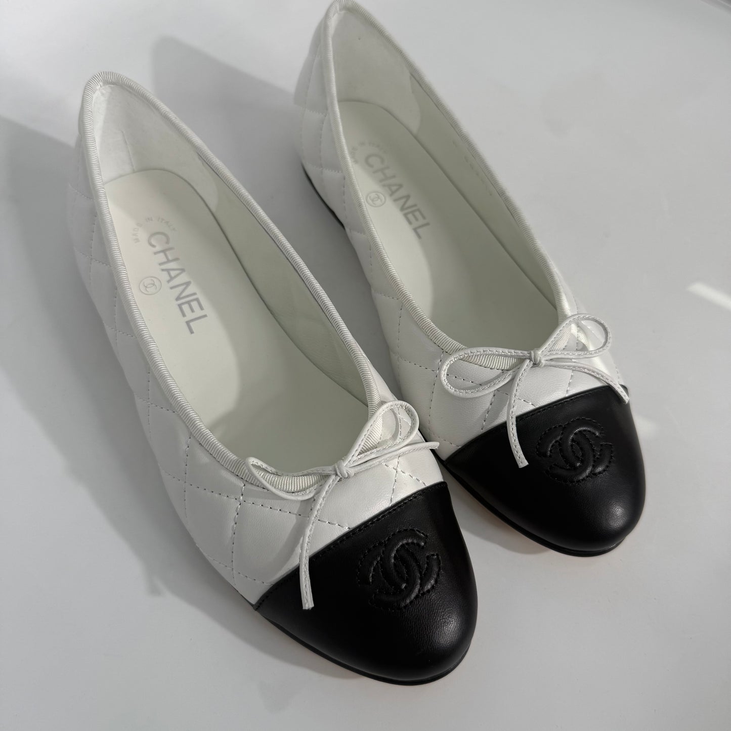 Chanel Quilted Ballet Shoes (White)