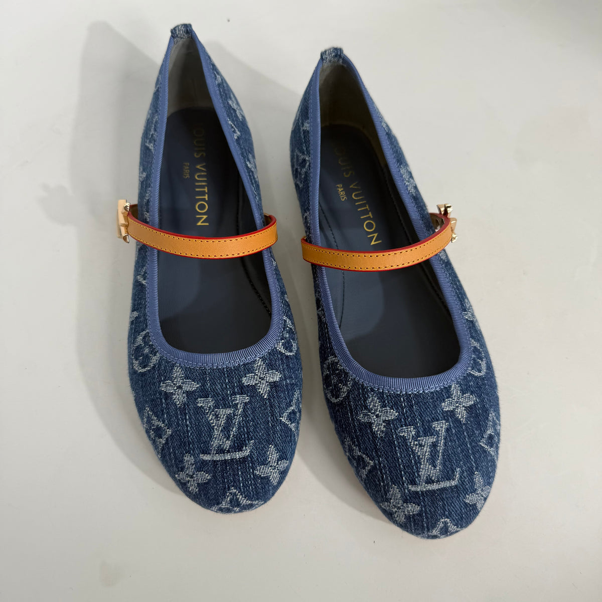 Louis Vuitton Denim Mary Jane Flats