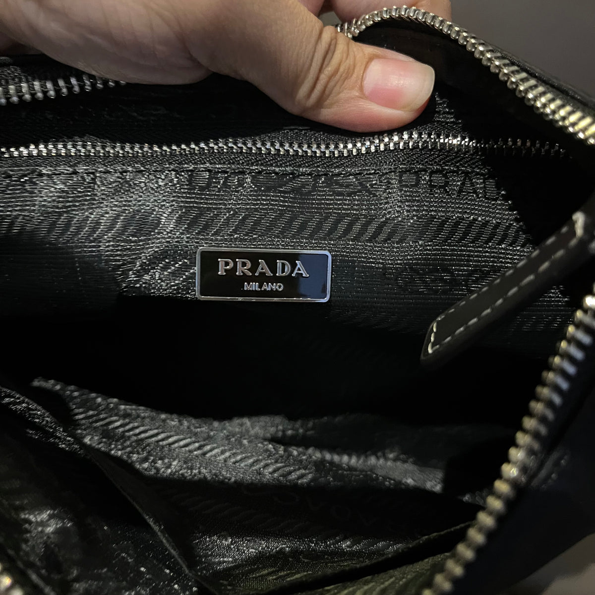 Prada Mini Baguette 2.0 (with silver chain)