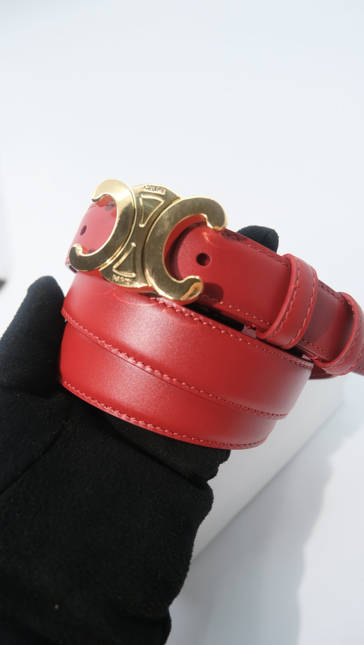 Celine Triomphe Belt (Red)