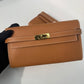 Hermes Kelly Wallet (Tan) GHW