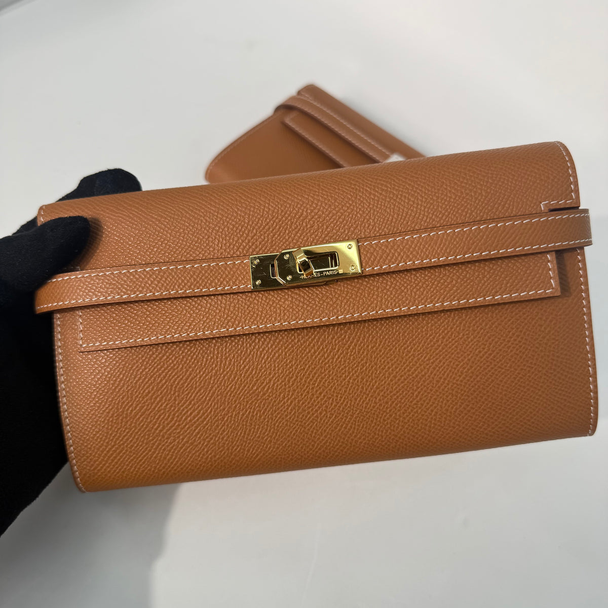 Hermes Kelly Wallet (Tan) GHW