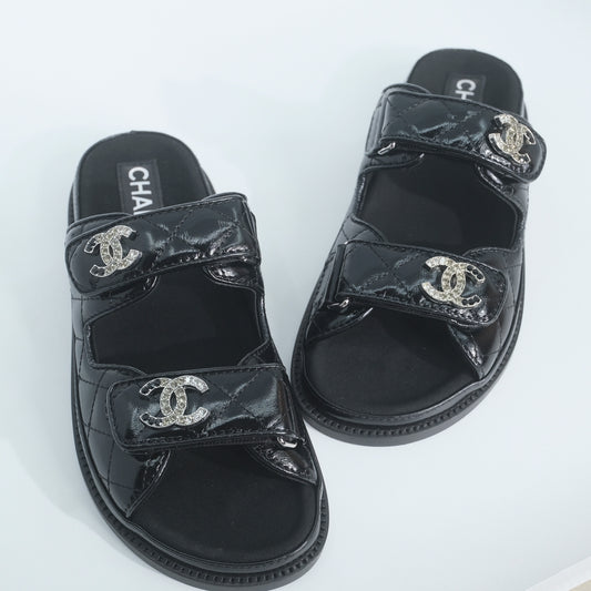 Chanel Patent Dad Sandals