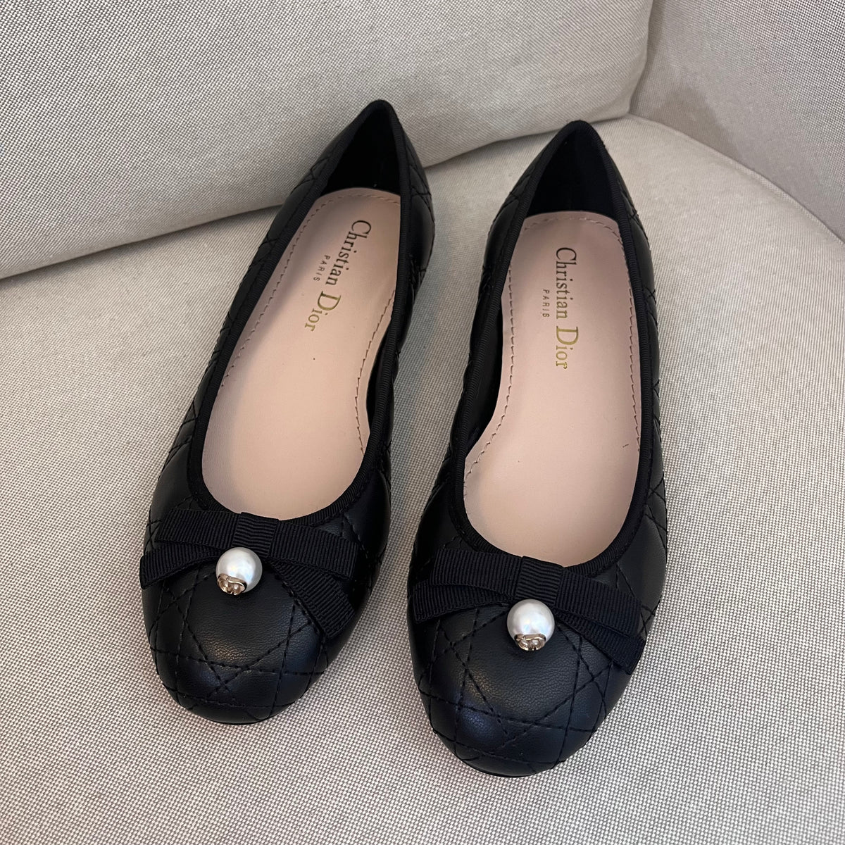 Christian Dior Cannage Ballet Flats (Black)