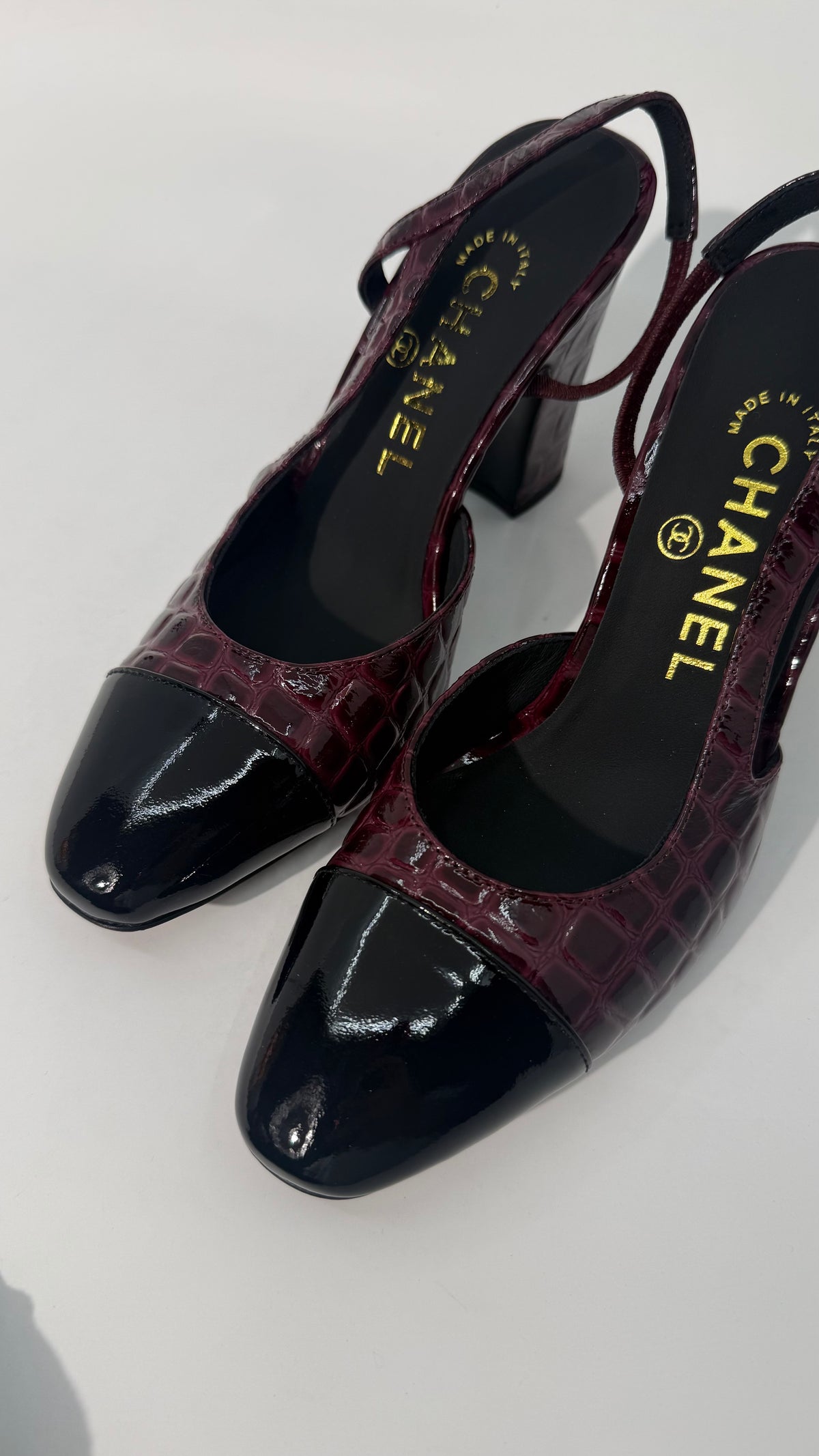 Chanel Croc Slingback Pumps