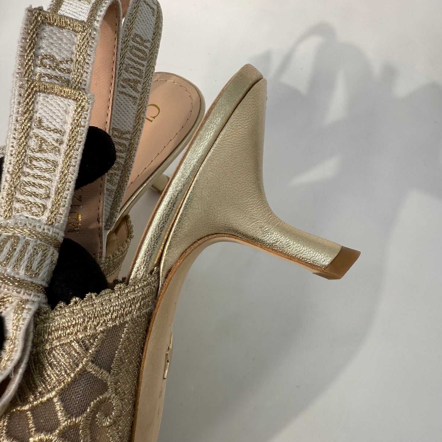 Christian Dior Lace Gold Kitten Heels