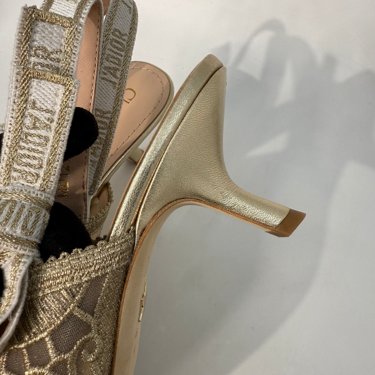 Christian Dior Lace Gold Kitten Heels