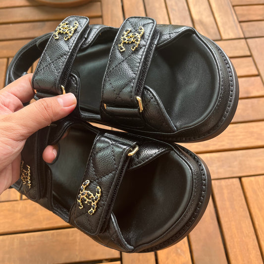 Chanel Quilted Dad Sandals 38