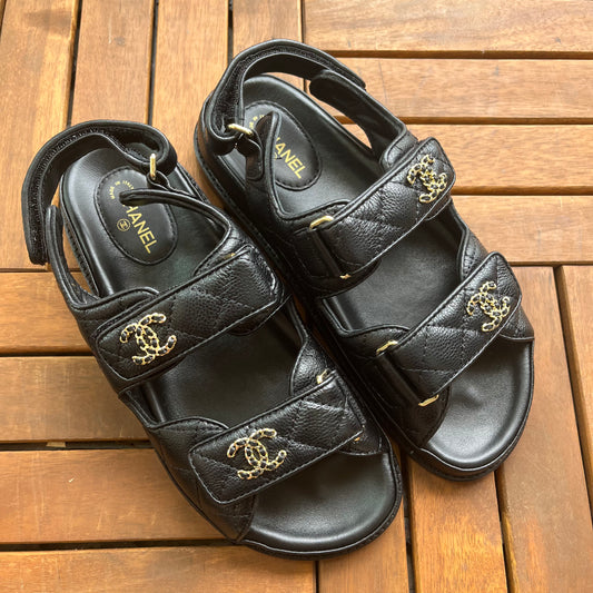 Chanel Quilted Dad Sandals 38