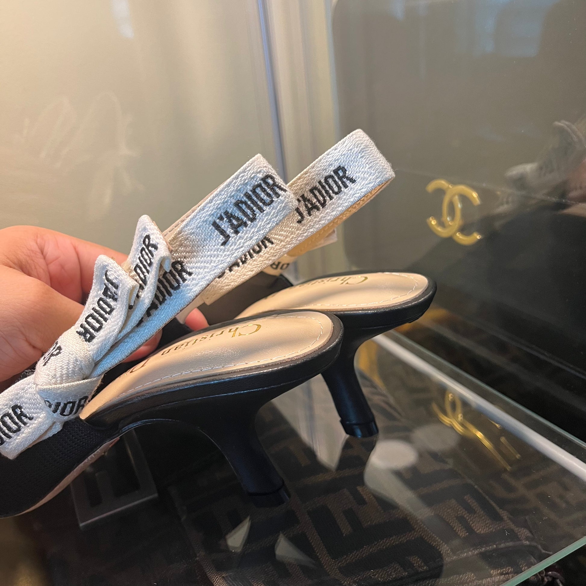 Christian Dior Kitten Heels Slingback Black Vintage Manila Co