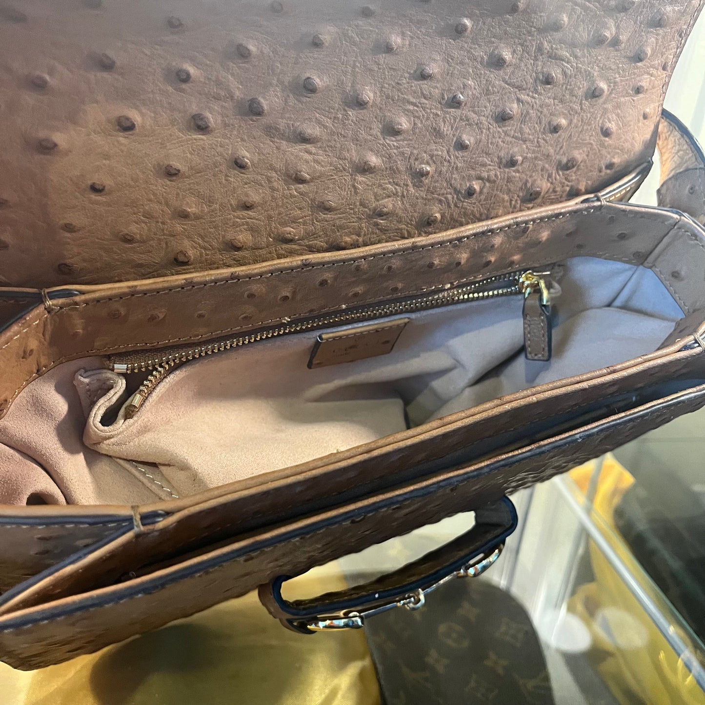 Gucci Horsebit Ostrich Crossbody