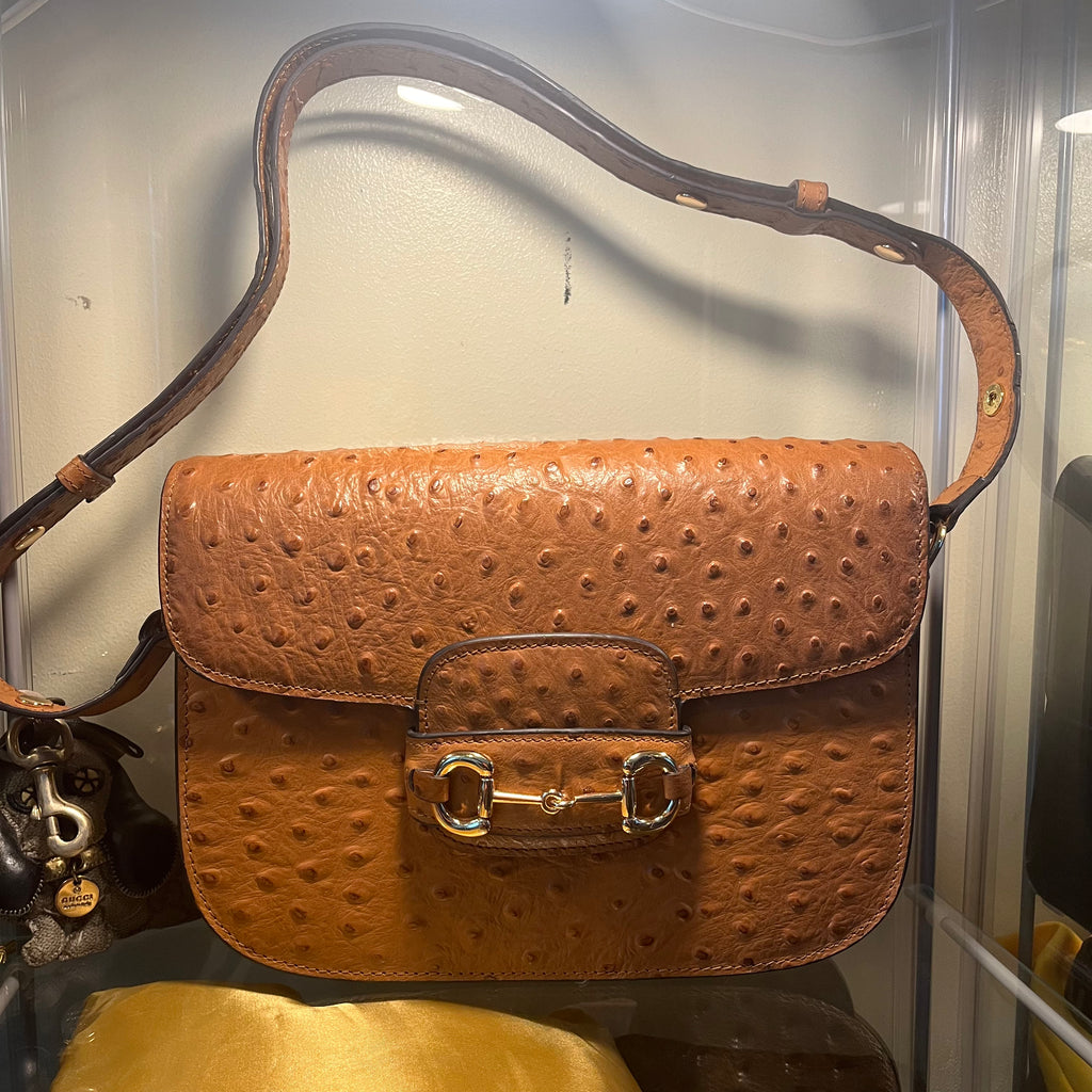 Gucci Horsebit Ostrich Crossbody