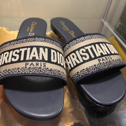 Christian Dior Dway Flats Navy Blue