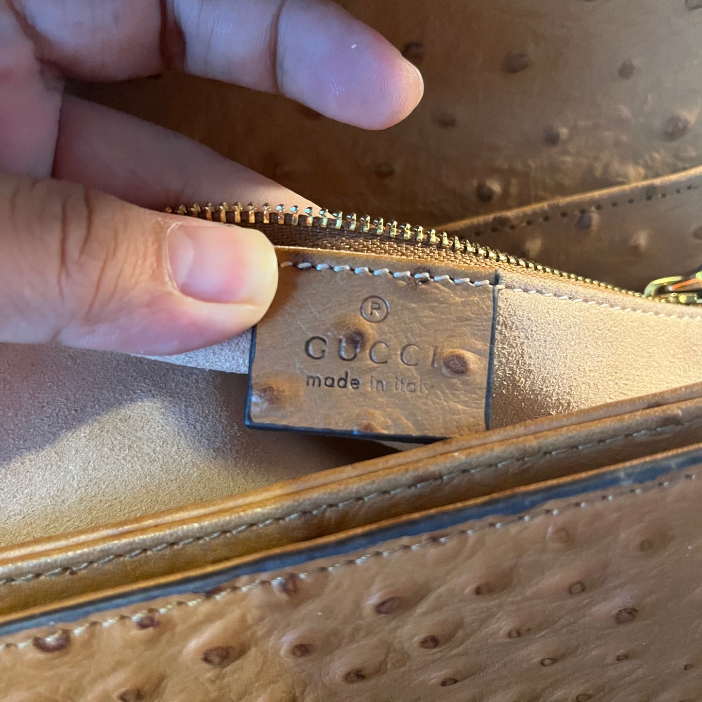 Gucci Horsebit Ostrich Crossbody